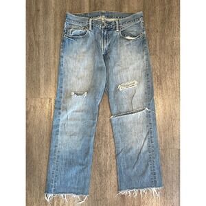 Polo Ralph Lauren Distressed Jean Light Wash Straight Leg Fray Hem Women's 32/32